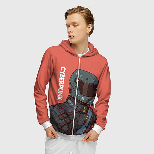 Мужская толстовка на молнии Cyberpunk Спина / 3D-Белый – фото 3