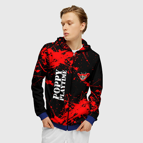 Мужская толстовка на молнии POPPY PLAYTIME ИГРА ПОППИ ПЛЕЙТАЙМ ХАГГИ ВАГГИ / 3D-Синий – фото 3