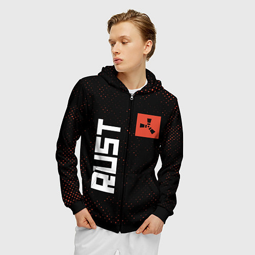 Мужская толстовка на молнии RUST - Гранж / 3D-Черный – фото 3