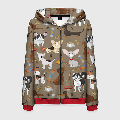 Мужская толстовка на молнии У меня есть собака / 3D-Красный – фото 1