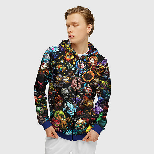 Мужская толстовка на молнии DOTA 2 ВСЕ ПЕРСОНАЖИ В ЦВЕТЕ / 3D-Синий – фото 3