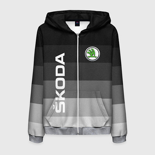 Мужская толстовка на молнии SKODA, ШКОДА ГРАДИЕНТ / 3D-Меланж – фото 1