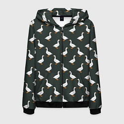 Толстовка 3D на молнии мужская Гуси паттерн, цвет: 3D-черный