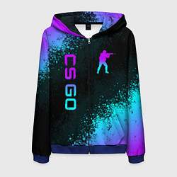 Толстовка 3D на молнии мужская CS GO NEON SYMBOL STYLE SKIN КС ГО НЕОН, цвет: 3D-синий