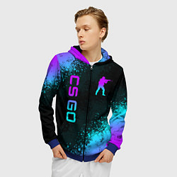 Толстовка 3D на молнии мужская CS GO NEON SYMBOL STYLE SKIN КС ГО НЕОН, цвет: 3D-синий — фото 2