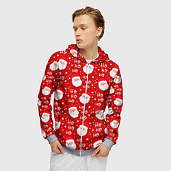Толстовка 3D на молнии мужская САНТА КЛАУС НОВЫЙ ГОД, цвет: 3D-меланж — фото 2