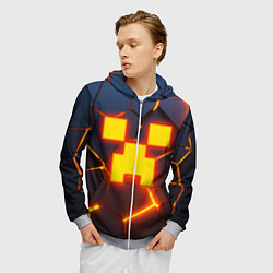 Толстовка 3D на молнии мужская ОГНЕННЫЙ КРИПЕР 3D ПЛИТЫ FIRE CREEPER, цвет: 3D-меланж — фото 2