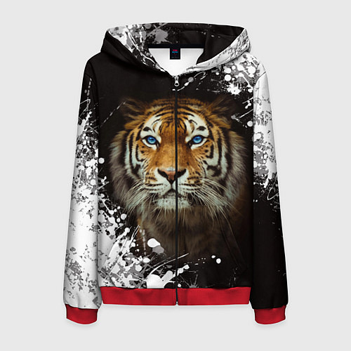 Мужская толстовка на молнии Год тигра2022 / 3D-Красный – фото 1