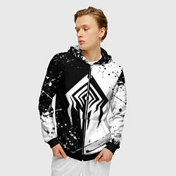 Толстовка 3D на молнии мужская WARFRAME STALKER BLACK WHITE СТАЛКЕР, цвет: 3D-черный — фото 2
