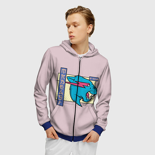 Мужская толстовка на молнии Mr Beast Japan Full Print / 3D-Синий – фото 3