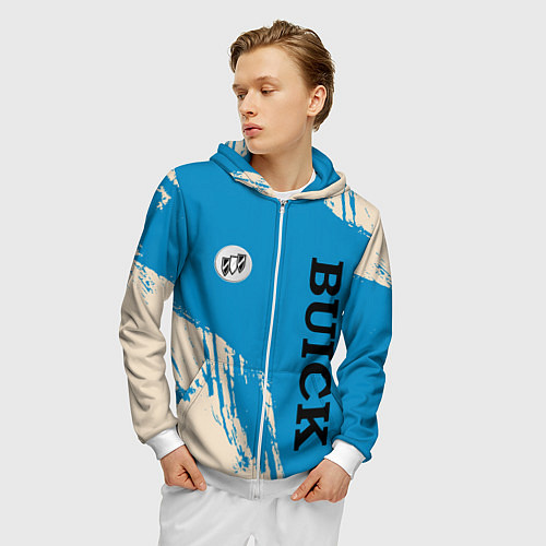 Мужская толстовка на молнии Buick Logo emblem / 3D-Белый – фото 3