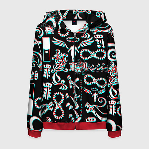 Мужская толстовка на молнии ТОКИЙСКИЕ МСТИТЕЛИ ГЛИТЧ, GLITCH / 3D-Красный – фото 1