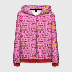 Толстовка 3D на молнии мужская Секс-Шоп, цвет: 3D-красный