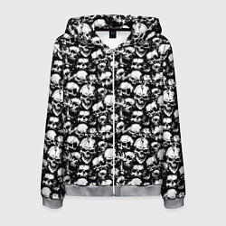 Толстовка 3D на молнии мужская Screaming skulls, цвет: 3D-меланж