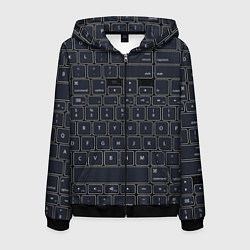 Толстовка 3D на молнии мужская КЛАВИАТУРА КОМПЬЮТЕРНАЯ КНОПКИ, цвет: 3D-черный