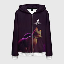 Толстовка 3D на молнии мужская Stray: Wandering Cat, цвет: 3D-белый