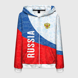 Толстовка 3D на молнии мужская RUSSIA SPORT STYLE РОССИЯ СПОРТИВНЫЙ СТИЛЬ, цвет: 3D-белый