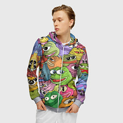 Толстовка 3D на молнии мужская Pepe BOMBING, цвет: 3D-меланж — фото 2