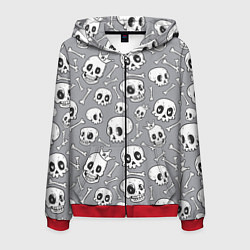 Толстовка 3D на молнии мужская Skulls & bones, цвет: 3D-красный