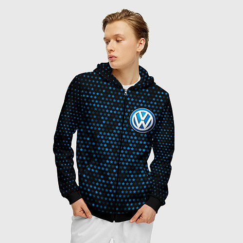 Мужская толстовка на молнии ФОЛЬКСВАГЕН - Звезды / 3D-Черный – фото 3