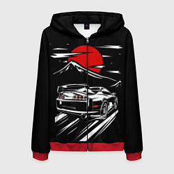 Толстовка 3D на молнии мужская TOYOTA SUPRA Под Луной, цвет: 3D-красный