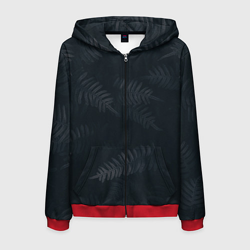 Мужская толстовка на молнии Влажный Папоротник / 3D-Красный – фото 1