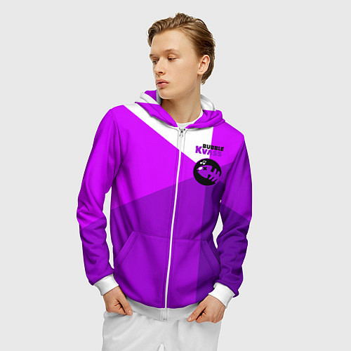 Мужская толстовка на молнии Bubble Kvass fish emblem / 3D-Белый – фото 3