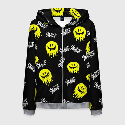 Мужская толстовка на молнии SMILE smile граффити / 3D-Меланж – фото 1