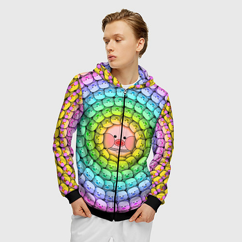 Мужская толстовка на молнии Psychedelic Lalafanfan / 3D-Черный – фото 3