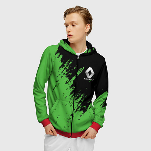 Мужская толстовка на молнии Renault марка / 3D-Красный – фото 3