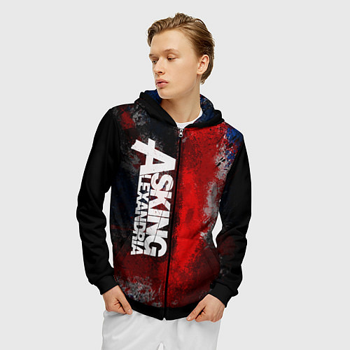 Мужская толстовка на молнии Asking Alexandria British / 3D-Черный – фото 3