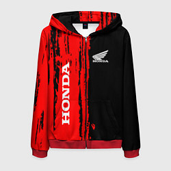 Толстовка 3D на молнии мужская Honda марка авто, цвет: 3D-красный