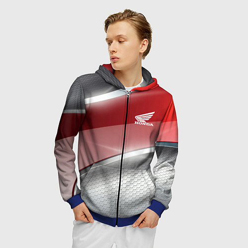 Мужская толстовка на молнии Honda Текстура / 3D-Синий – фото 3