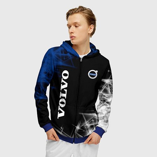 Мужская толстовка на молнии Volvo отражения / 3D-Синий – фото 3