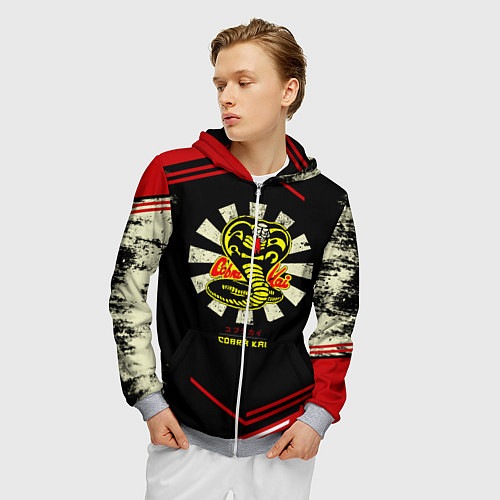 Мужская толстовка на молнии Кобра Кай Сериал Нетфликс Гранж / 3D-Меланж – фото 3