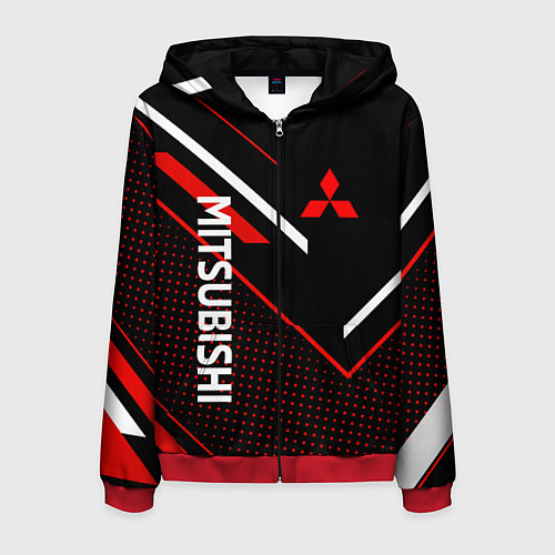 Мужская толстовка на молнии Митсубиси, Mitsubishi Спорт / 3D-Красный – фото 1