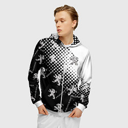 Толстовка 3D на молнии мужская Peugeot pattern львы, цвет: 3D-белый — фото 2