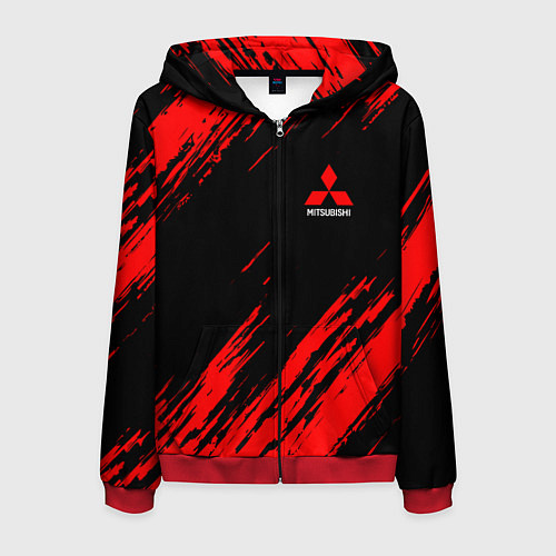 Мужская толстовка на молнии Mitsubishi Texture Red / 3D-Красный – фото 1