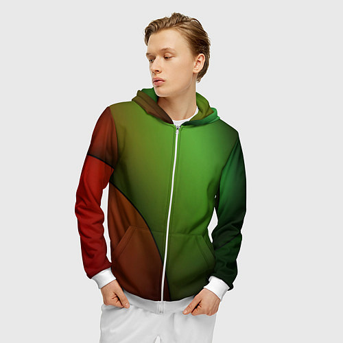 Мужская толстовка на молнии 3х-цветная спираль / 3D-Белый – фото 3