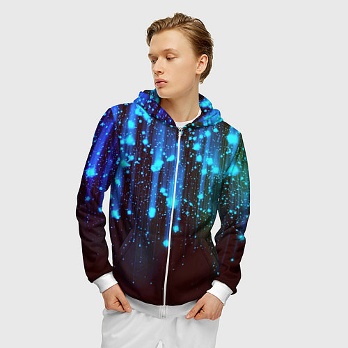 Мужская толстовка на молнии Звездопад Звёздный дождь / 3D-Белый – фото 3