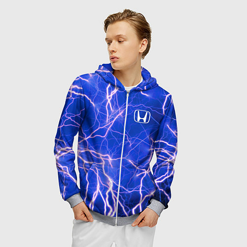 Мужская толстовка на молнии HONDA хонда молнии / 3D-Меланж – фото 3