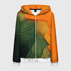 Толстовка 3D на молнии мужская Зеленые дюны, цвет: 3D-белый