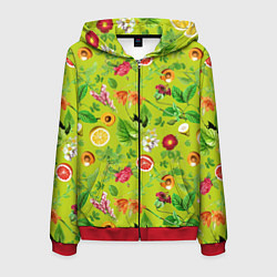 Толстовка 3D на молнии мужская Летнее настроение - фрукты, цвет: 3D-красный