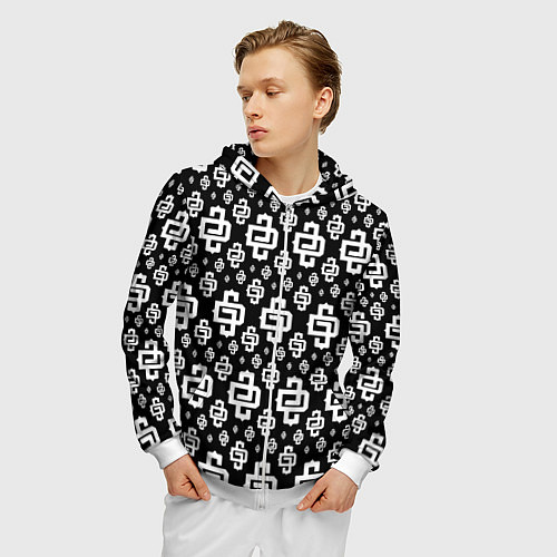 Мужская толстовка на молнии Black Pattern Dope Camo Dope Street Market / 3D-Белый – фото 3