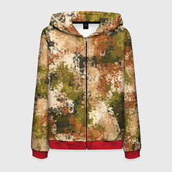 Толстовка 3D на молнии мужская Камуфляж Василиск Степь, цвет: 3D-красный