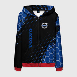 Толстовка 3D на молнии мужская Volvo - Вольво Sport соты, цвет: 3D-красный