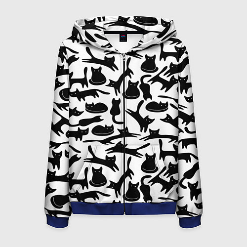 Мужская толстовка на молнии Домашний котик / 3D-Синий – фото 1