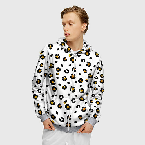 Мужская толстовка на молнии Пятна леопарда leopard spots / 3D-Меланж – фото 3