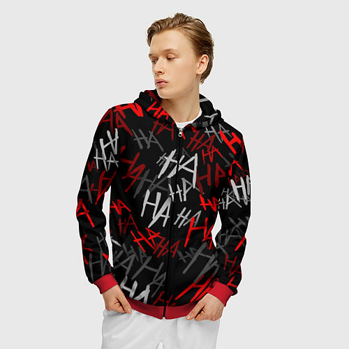 Мужская толстовка на молнии HA HA HA / 3D-Красный – фото 3