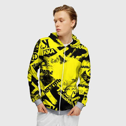 Мужская толстовка на молнии Черно-желтый беспредел / 3D-Меланж – фото 3